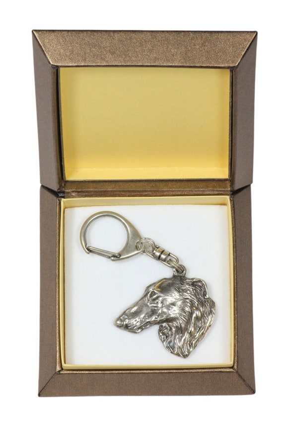 Borzoi, Russian Wolfhound Keyring, Silver Plated Keychain, Key
