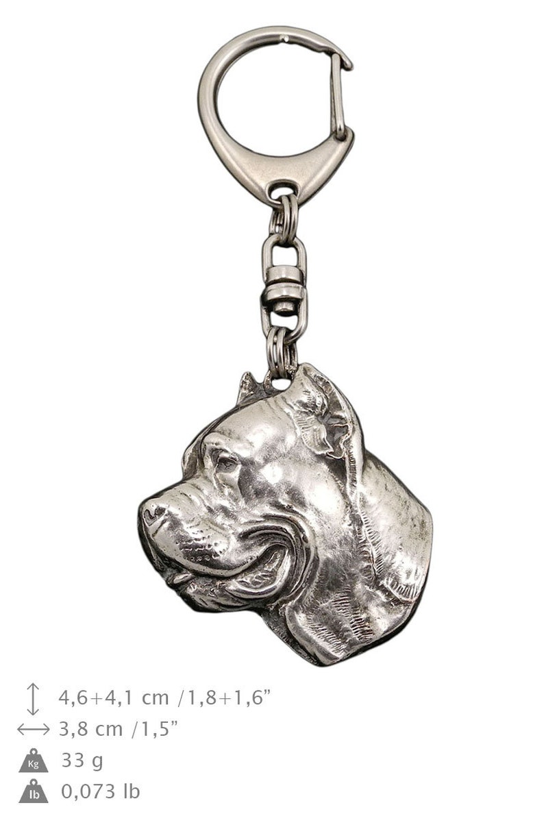 Cane Corso Keyring, Silver Plated Keychain, Key Ring With a Dog, Solid ...