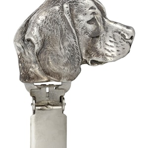 Beagle Dog show number holder, Exhibit number clip, Dog number ring clip, Silver plated dog brooch, Dog show accessory