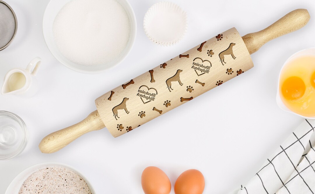 Love Rhodesian Ridgeback Rolling Pin for Cookies With Dog, Engraved ...
