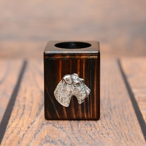 Fox Terrier Tealight Holder, Tea Light Stand, Wooden Candle Holder, Home and office decor, Dog person gift,  Decoration for dog lover