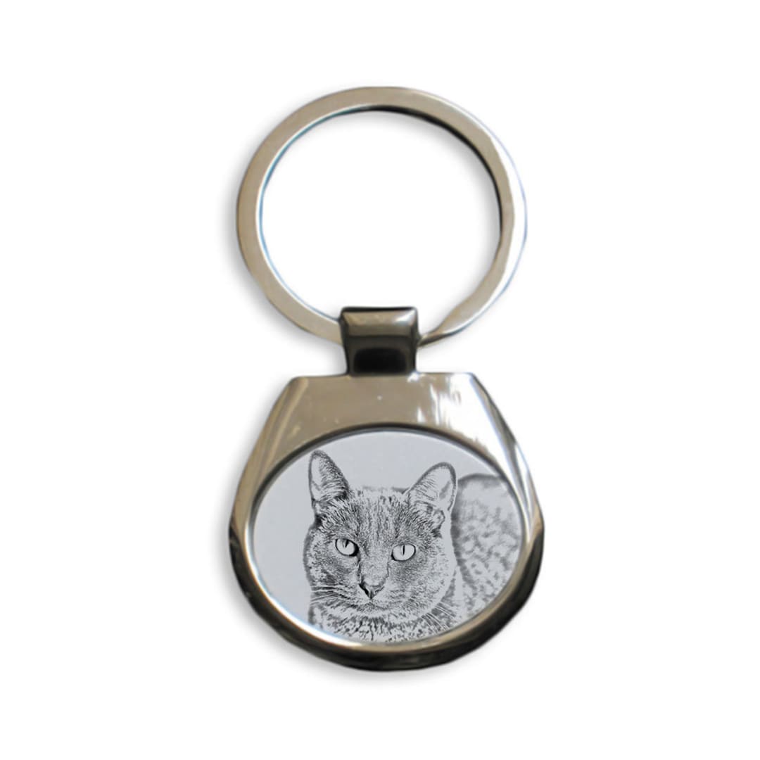 Korat Cat Keyring, Keychain With a Cat, Key Ring, Metal Key Holder ...