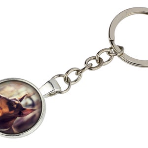 Doberman Keyring with a photo of a dog, Customizable keychain for pet lovers, Your photo, Handmade