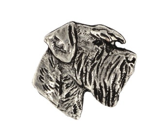 Schnauzer head Pin, Silver Plated Brooch, Elegant Dog Lover Accessory, Pin with dog, Gift box, Gift for Dog Person