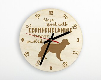 Kromfohrländer A clock with a dog, wooden clock, wall clock for dog lovers, desk and shelf clock. Custom, high quality engraving