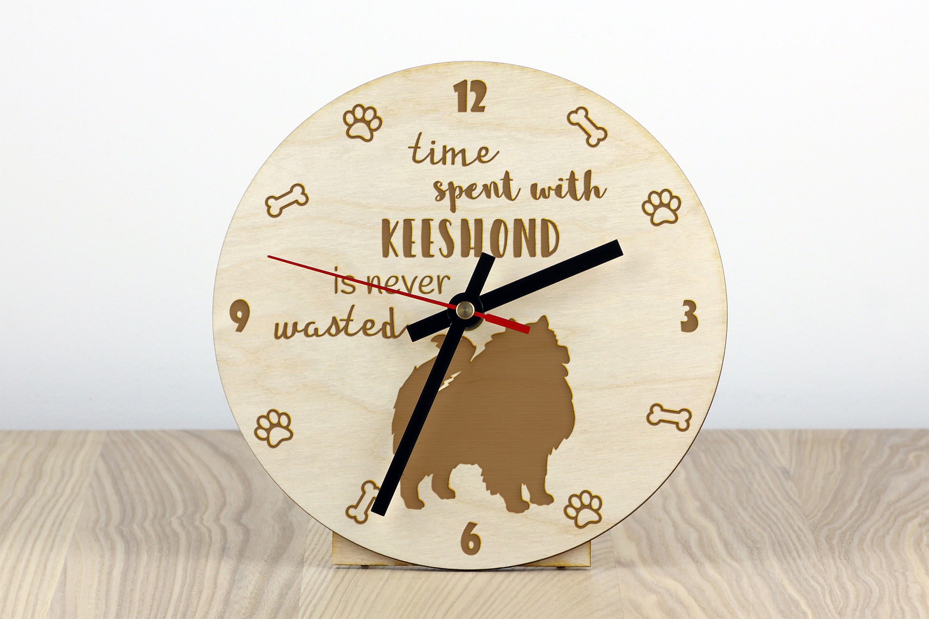 Keeshond A Clock With a Dog, Wooden Clock, Wall Clock for Dog Lovers ...