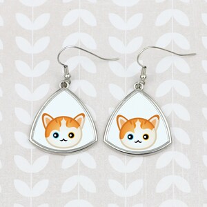 Earrings with a geometric cat, Turkish van, Hanging earrings with graphics, Hypoallergenic metal, Jewelry with cats, Cat person gift