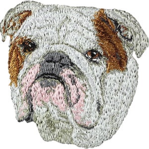 Bulldog Patch, Embroidered Tab, Patch with a dog, Sew on patch, Dog embroidery, dog owner accessory, dog lover applique