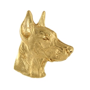 Dobermann speld, vergulde broche, elegant accessoire voor hondenliefhebber, pin met hond, geschenkdoos, cadeau voor hond