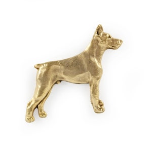 Dobermann-pin, vergulde broche, elegant accessoire voor hondenliefhebber, pin met hond, geschenkdoos, cadeau voor hond