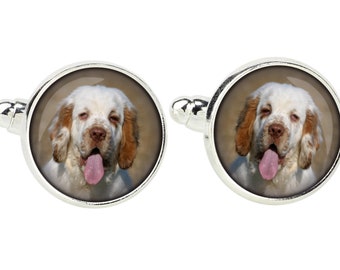 Clumber Spaniel Manchetknopen met een foto van een hond, Aanpasbare herensieraden voor dierenliefhebbers, Jouw foto, Handgemaakt