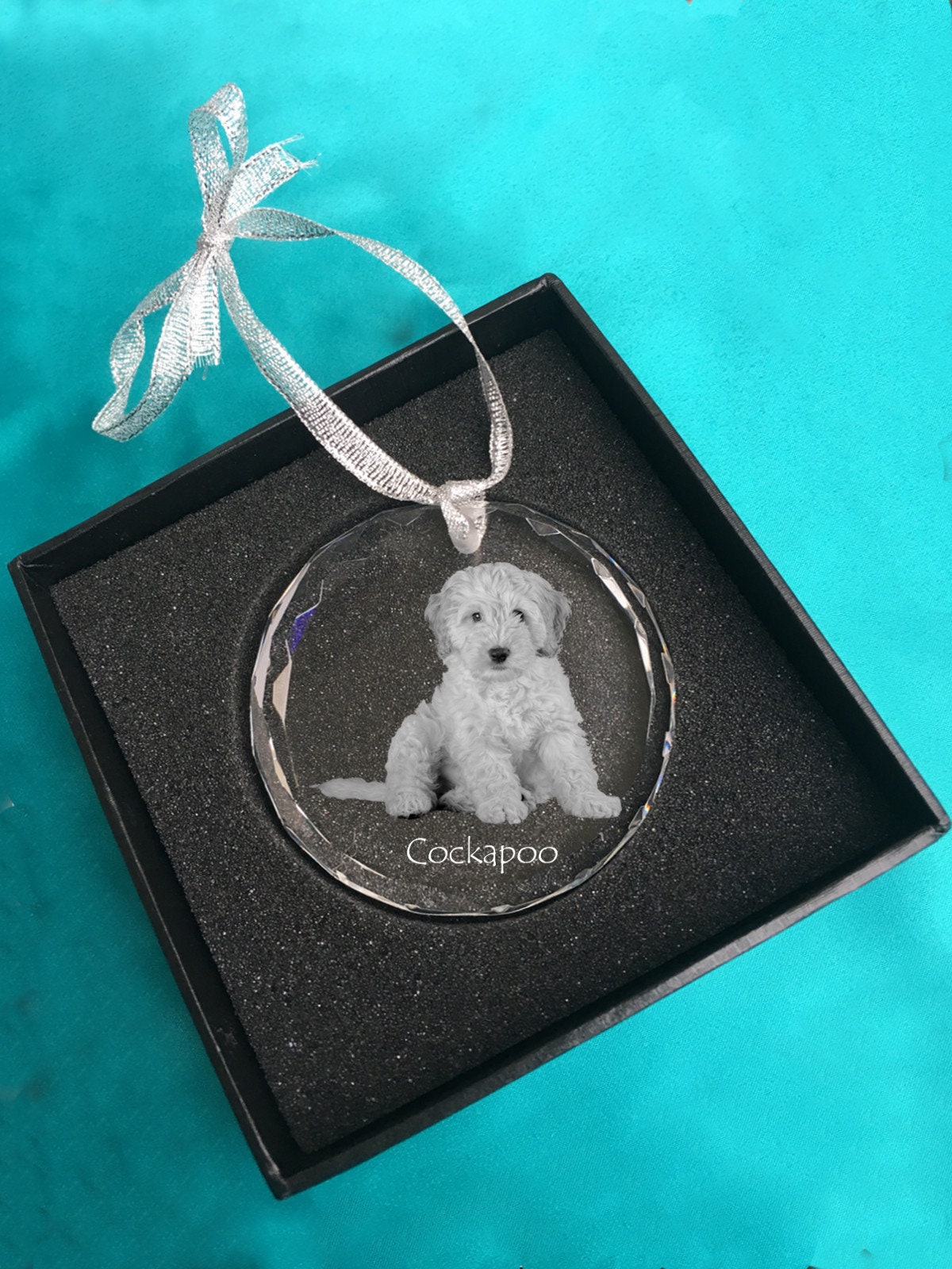Cockapoo Crystal Ornament, Custom Christmas Ball With Photo, Hanging ...