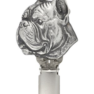 Boxer Dog show number holder, Exhibit number clip, Dog number ring clip, Silver plated dog brooch, Dog show accessory