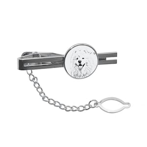 Samoyed Tie clip with a dog, Tieclip with graphics, Men Jewelry with dogs, Tie clasp with chain, Sketch style dog, Gift for Men