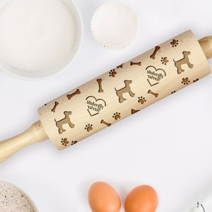 Love Airedale Terrier Rolling Pin for Cookies with Dog, Engraved Rolling-pin, Embossing Rolling Pin, Roller with Your Pattern