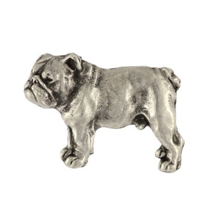 Englisch Bulldogge Körper Pin, versilberte Brosche, Elegantes Hundeliebhaber Accessoire, Pin mit Hund, Geschenkbox, Geschenk für Hunde Person