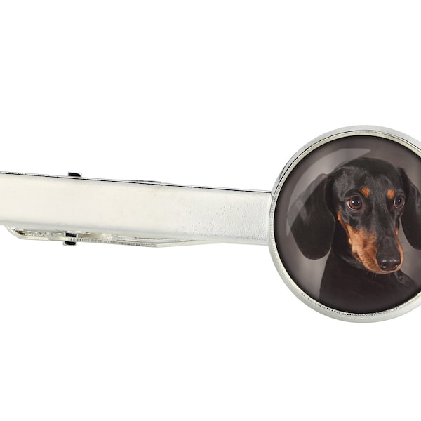 Dachshund smooth haired Tie Clip with a photo of a dog, Customizable men’s jewelry for pet lovers, Your photo, Handmade