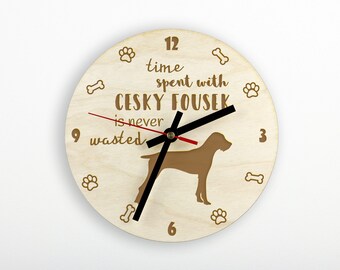 Cesky fousek A clock with a dog, wooden clock, wall clock for dog lovers, desk and shelf clock. Custom, high quality engraving