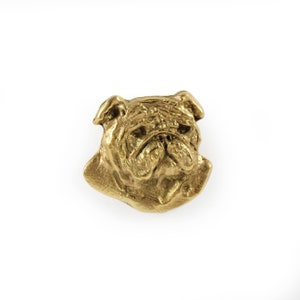 Englische Bulldogge Kopf Pin, Vergoldete Brosche, Elegantes Hundeliebhaber Accessoire, Pin mit Hund, Geschenkbox, Geschenk für Hunde Person