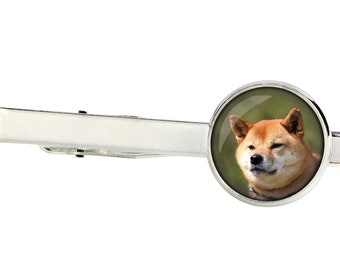 Shiba Inu Tie Clip with a photo of a dog, Customizable men’s jewelry for pet lovers, Your photo, Handmade