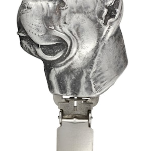 Cane Corso Dog show number holder, Exhibit number clip, Dog number ring clip, Silver plated dog brooch, Dog show accessory