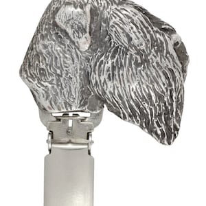 Black Russian Terrier Dog show number holder, Exhibit number clip, Dog number ring clip, Silver plated dog brooch, Dog show accessory