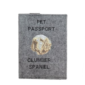 Clumber Spaniel Passport Holder, Dog passport wallet, Embroidered felt document cover, Traveler’s gift, dog owner accessory, dog lover gift