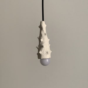 Prickly Pendant Light, Paper Sculptural Lamp, Hardwired and Plug-In Lamp, Paper Mache