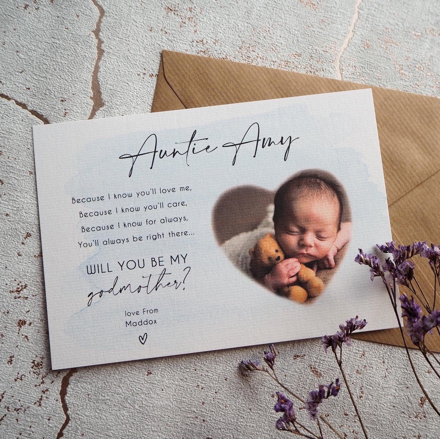 Godparent Proposal Card Photo Invitation Christening Etsy UK