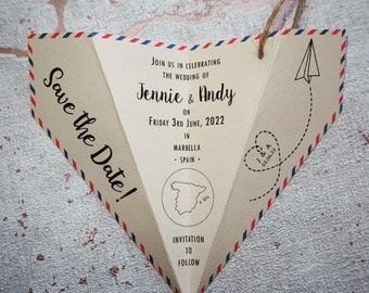 Paper Aeroplane Save the Date | Save the Date Ideas | Abroad Wedding