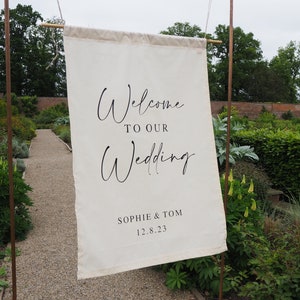 Welcome To Our Wedding Sign | Custom Fabric Wedding Banner | Wedding Welcome Sign | Linen Wedding Banner