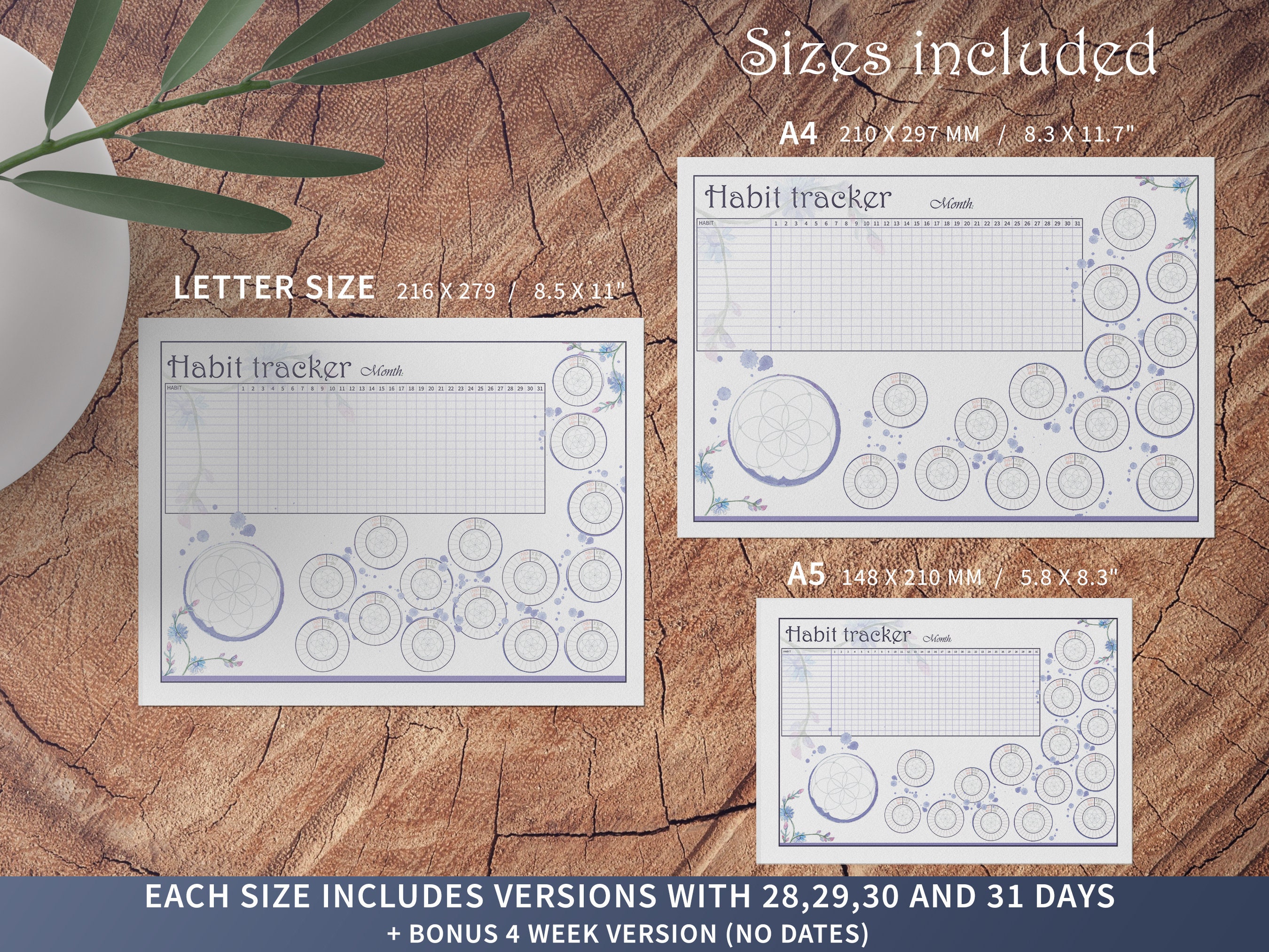 Monthly Printable Habit Tracker | Instant Download | Letter/a4/a5 ...