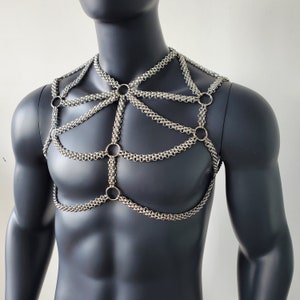 Rave Man Body Chain Harness,Body Chain Harness,Punk Chest Chain,Music Festival Wear,Burning Man Outfits, Stainless Steel Chain Harness