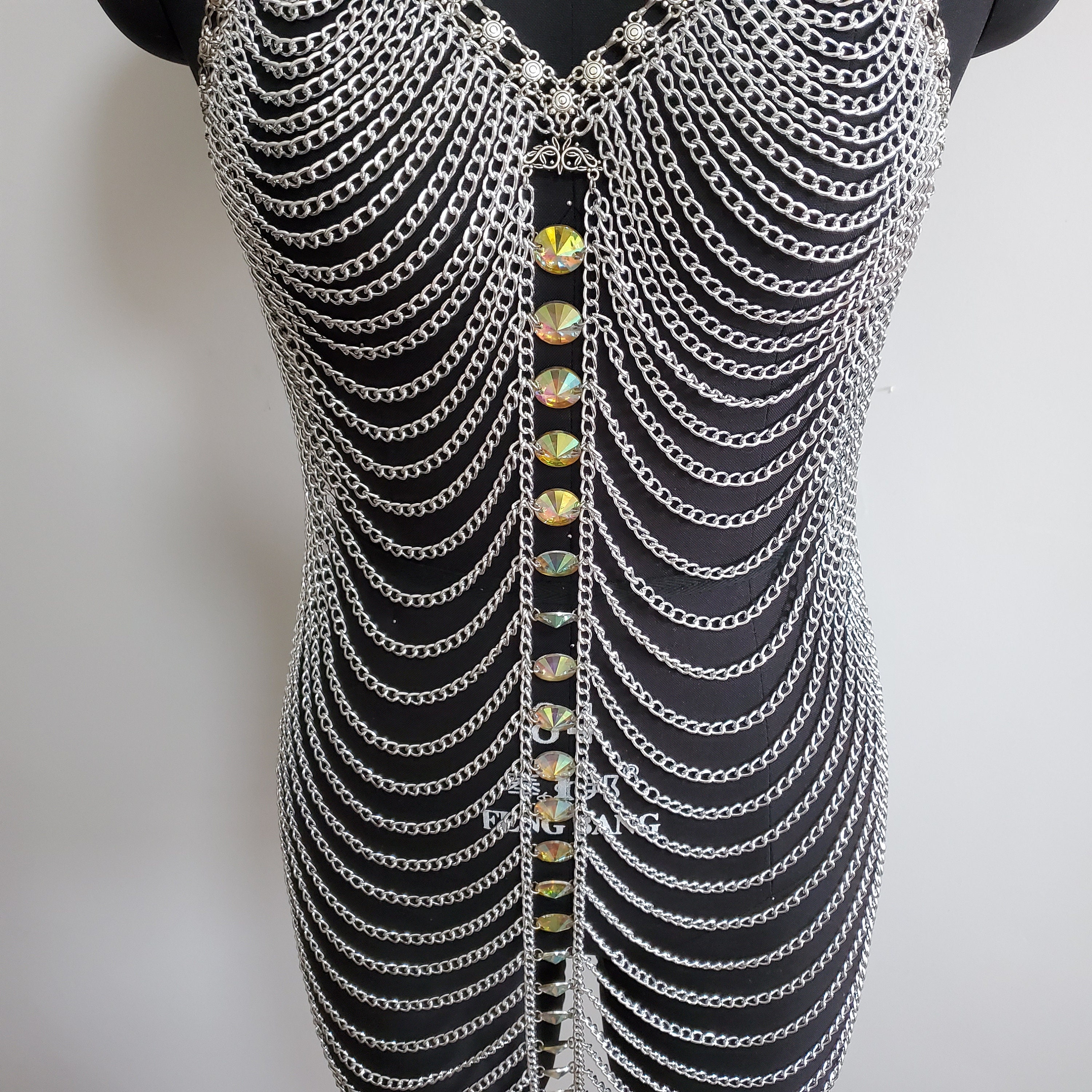 Body Chain Harness/Rhinestone Body Chain Dress/Dance Jewelry Chain/ Music  Festival Dress/ Burning Man Outfits/Carnival Costumes/Rave Outfit -   Portugal
