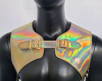Burning Man Holographic Rave Shell Armor Vest, Rave Outfit, Carnival Costume, EDC Outfit,  Festival Wear, Rave Festival, Handmade Armor