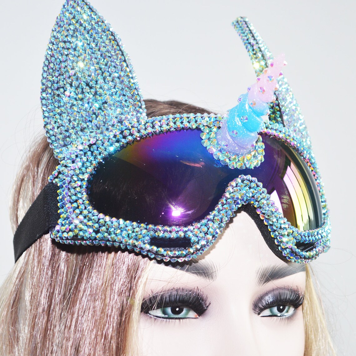 Holographic Rhinestone Unicorn Burning Man Goggle Festival Etsy