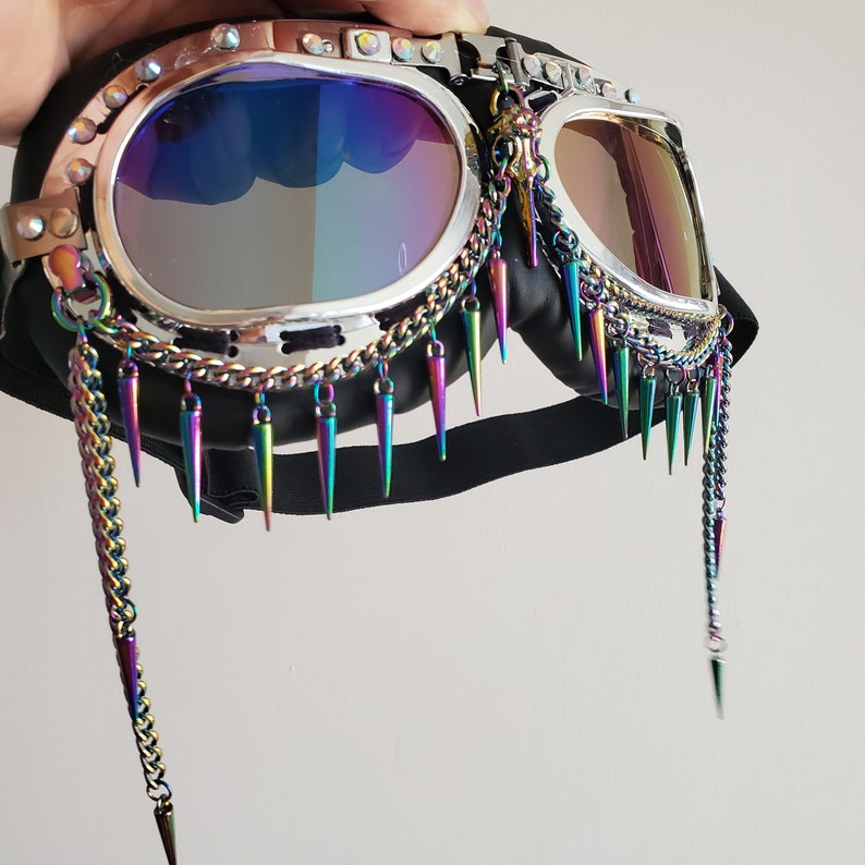 Rave Streampunk Burning Man  Festival Costume Cyber EDM Masquerade Party Goggles
