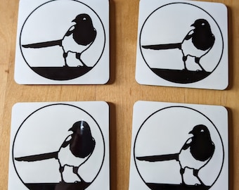 Pack of 4 Magpie Coasters