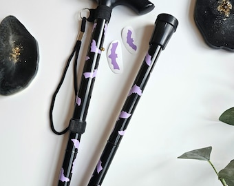 Purple Gothic Bat Walking Stick For Women, Unique Walking Stick, Ladies Cane, Luxury Folding Walking Stick, Halloween Folding Walking Stick