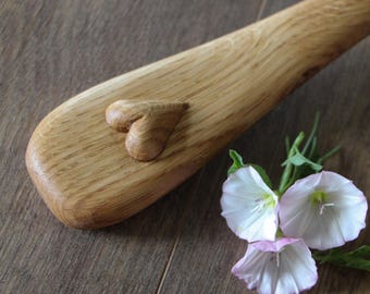 Hand Carved Oak Wooden Spoon, Linseed Oil Finish