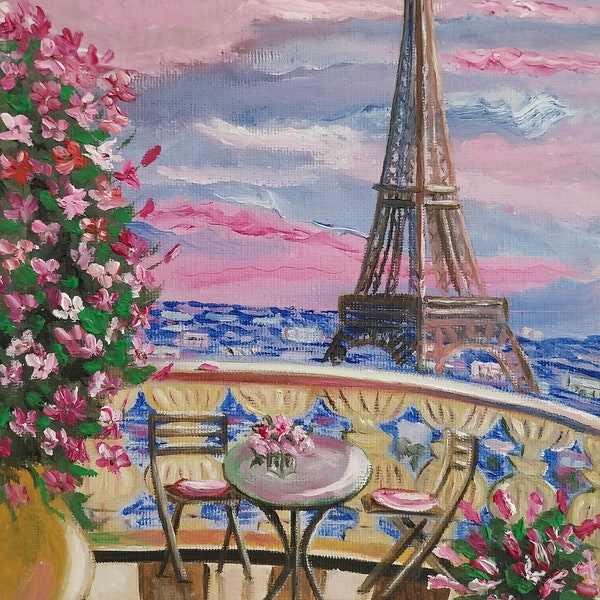 Paris Eifelturm Ölbild Miniatur