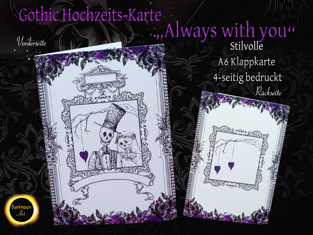 Gothic Hochzeit Karte Skelett Brautpaar Goth Romantisch Etsy