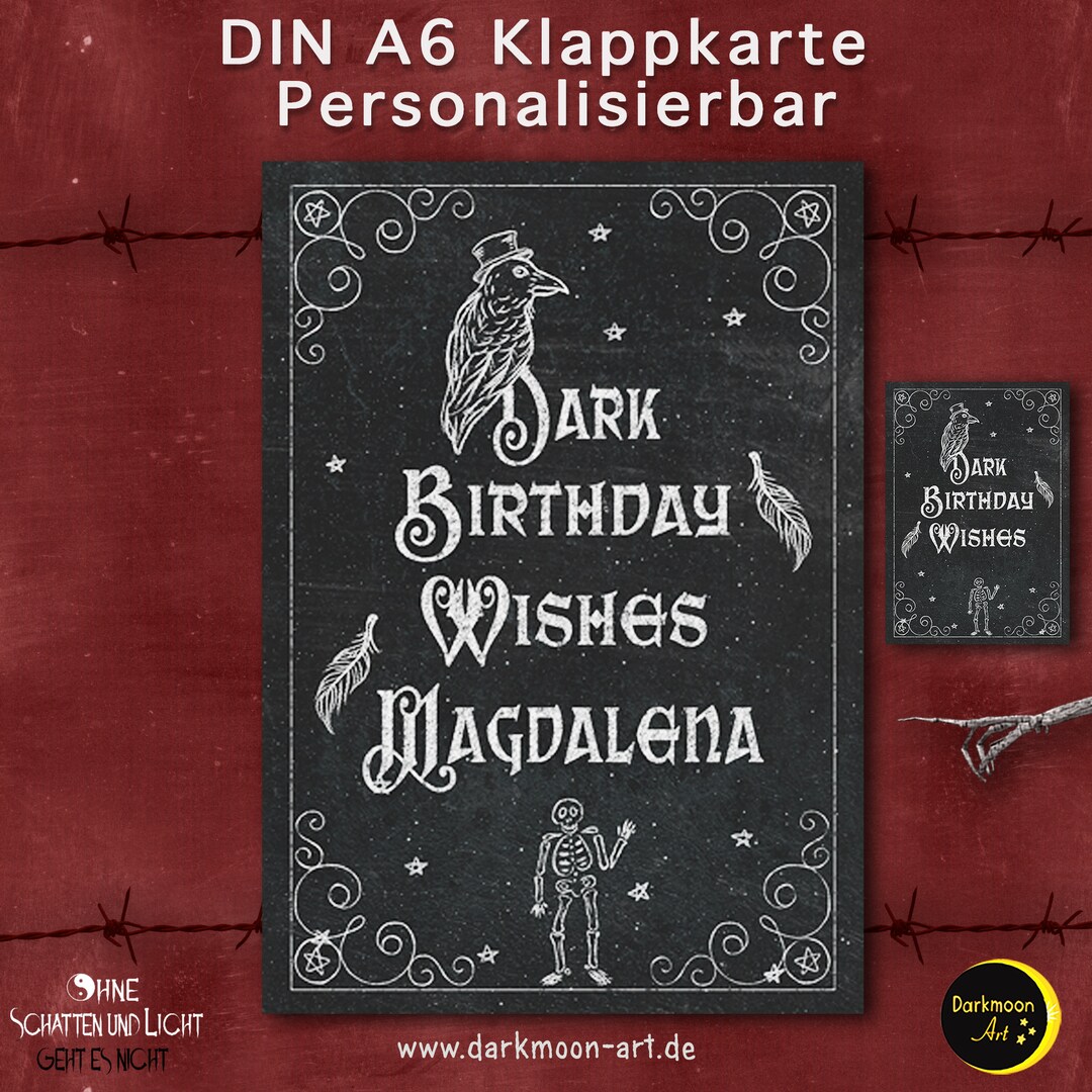 Personalisierte Goth Karte Geburtstag Rabe Geburtstagskarte Etsy.de