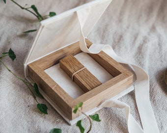 USB-Box aus Samt | Holz USB-Stick 3.0 | Geschenkbox Hochzeit | Hochzeitsfotografie Lieferungen