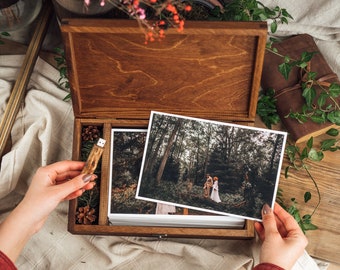 Photo Box, 6x9 Prints Storage, Custom Wedding Box, Personalized Keepsake Box