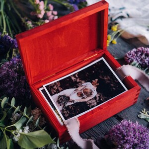 Colorful Personalized Box For 4x6 Photos,  Memory Keepsake, Wooden Storage