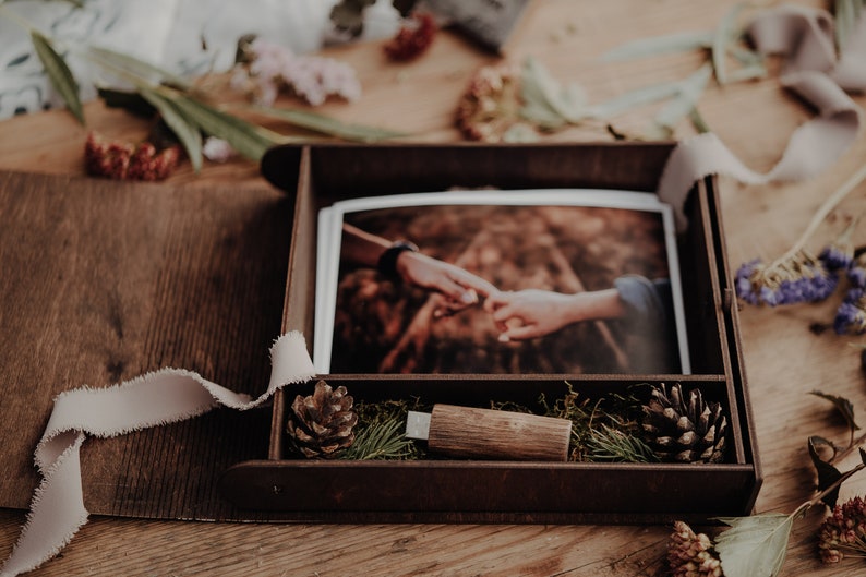 Wooden Box 5x7, Photo Storage, Flash Drive, Anniversary Gift, Keepsake, Memory Keeper image 6