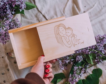 Wooden box for gift, Gift for mom, Memory Keeper, Custom keepsake Box