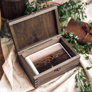 Caja de fotos de madera de 6 x 9, regalo personalizado para pareja, caja de recuerdos, caja de recuerdos para bebés