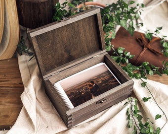 6x9 Wooden Photo Box, Personalized Gift for Couple, Memory Box, Baby Keepsake Box